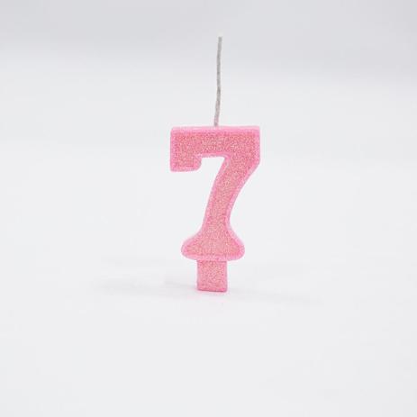 Vela de Aniversário Big Número 7 Rosa- Nossa Festa Menor preço em Vela de Aniversário Big Número 7 Rosa- Nossa Festa