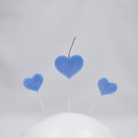 Vela de Aniversário Coração Azul 3 Unidades - Nossa Festa é boa?