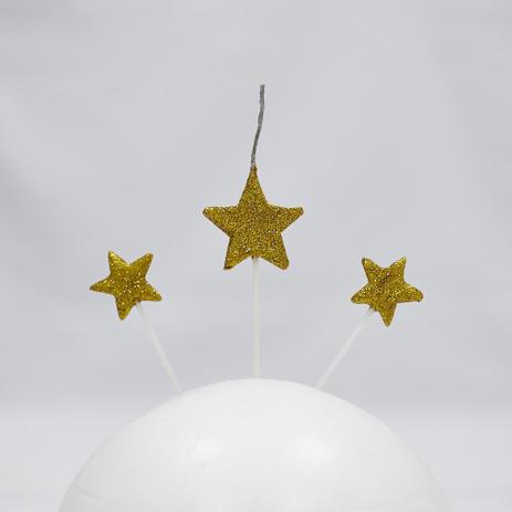 Vela de Aniversário Estrela com Glitter Dourada 3 Unidades - Nossa Festa é ruim? Vela de Aniversário Estrela com Glitter Dourada 3 Unidades - Nossa Festa é boa?