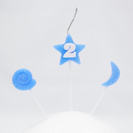 Vela de Aniversário Estrela Nº 2 Azul 3 Unidades - Nossa Festa é boa?