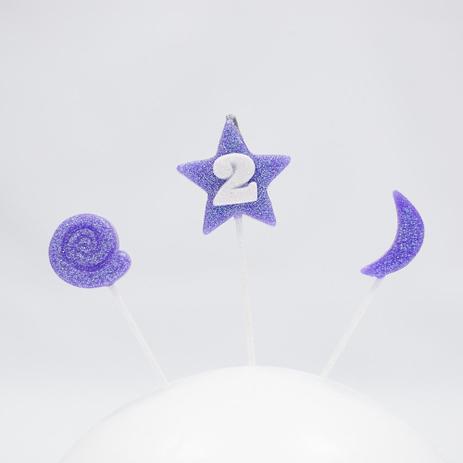 Vela de Aniversário Estrela Nº 2 Lilás 3 Unidades - Nossa Festa é boa?