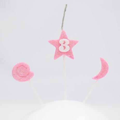 Vela de Aniversário Estrela Nº 3 Rosa 3 Unidades - Nossa Festa Menor preço em Vela de Aniversário Estrela Nº 3 Rosa 3 Unidades - Nossa Festa