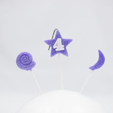 Vela de Aniversário Estrela Nº 4 Lilás 3 Unidades - Nossa Festa Menor preço em Vela de Aniversário Estrela Nº 4 Lilás 3 Unidades - Nossa Festa
