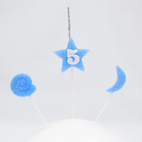 Vela de Aniversário Estrela Nº 5 Azul 3 Unidades - Nossa Festa é boa?