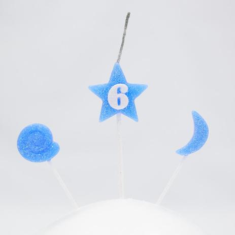 Vela de Aniversário Estrela Nº 6 Azul 3 Unidades - Nossa Festa Menor preço em Vela de Aniversário Estrela Nº 6 Azul 3 Unidades - Nossa Festa