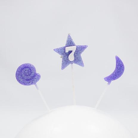 Vela de Aniversário Estrela Nº 7 Lilás 3 Unidades - Nossa Festa é boa?