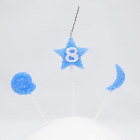 Vela de Aniversário Estrela Nº 8 Azul 3 Unidades - Nossa Festa Menor preço em Vela de Aniversário Estrela Nº 8 Azul 3 Unidades - Nossa Festa
