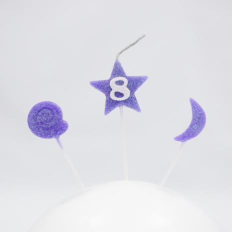 Vela de Aniversário Estrela Nº 8 Lilás 3 Unidades - Nossa Festa Menor preço em Vela de Aniversário Estrela Nº 8 Lilás 3 Unidades - Nossa Festa