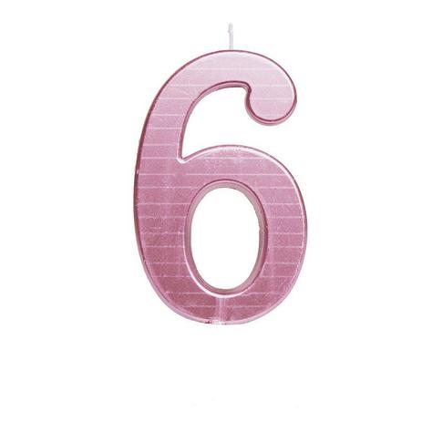 Vela Grande Metalizada Rosa Número 6 - Aluá festas Menor preço em Vela Grande Metalizada Rosa Número 6 - Aluá festas