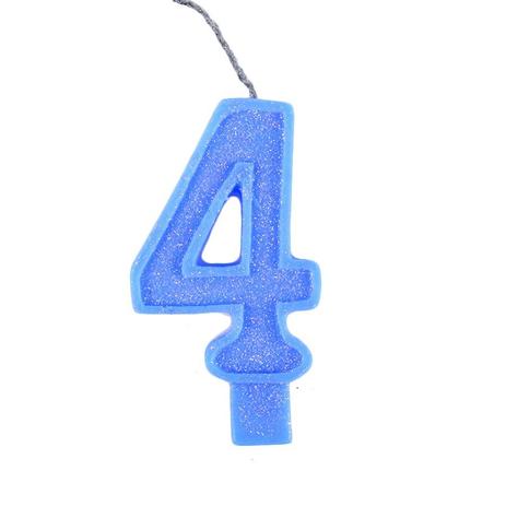 Vela Mágica de Aniversário Azul Número 4 - Aluá festas Menor preço em Vela Mágica de Aniversário Azul Número 4 - Aluá festas