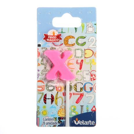 Vela Mini Letrinha X na Cor Rosa Velarte Menor preço em Vela Mini Letrinha X na Cor Rosa Velarte