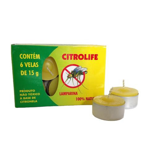 Vela Repelente de Citronela Caixa com 6 velas de 15g - Stop inset Menor preço em Vela Repelente de Citronela Caixa com 6 velas de 15g - Stop inset