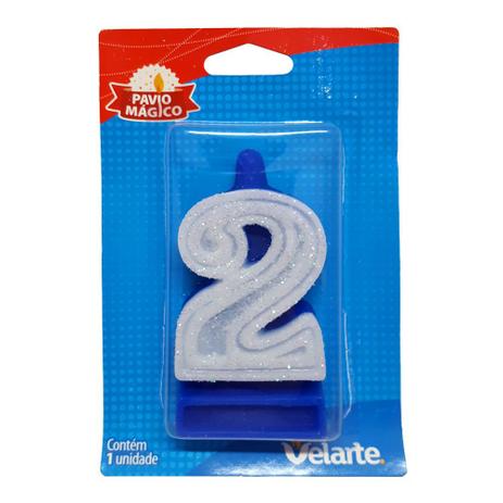 Vela Super Número 2 Azul - Velarte Menor preço em Vela Super Número 2 Azul - Velarte