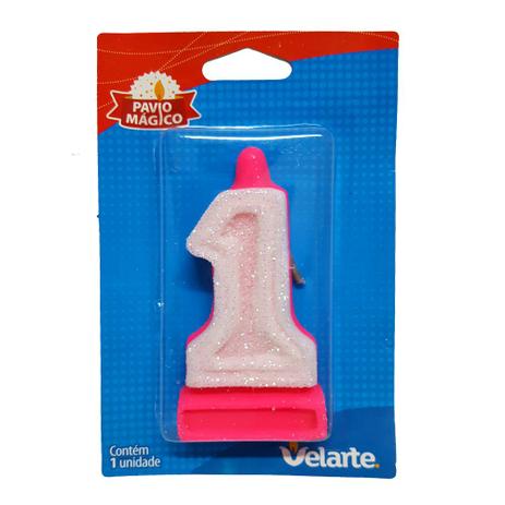 Vela Super Número Rosa 1 - Velarte Menor preço em Vela Super Número Rosa 1 - Velarte