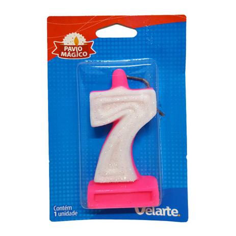Vela Super Número Rosa 7 - Velarte Menor preço em Vela Super Número Rosa 7 - Velarte