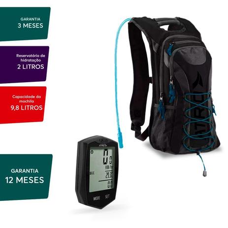 Velocimetro Bike Ciclismo + Mochila Hidratação 2 Lts Preta - Multilaser Menor preço em Velocimetro Bike Ciclismo + Mochila Hidratação 2 Lts Preta - Multilaser