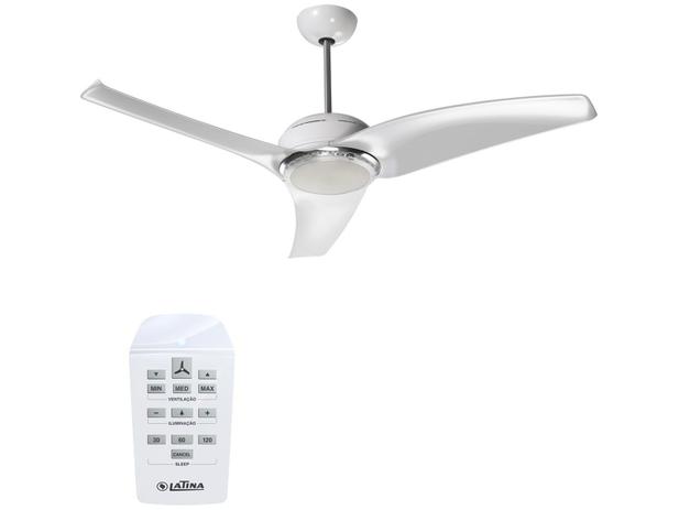 Ventilador de Teto com Controle Remoto Latina VT600 VT675 3 Pás 3 Velocidades Branco