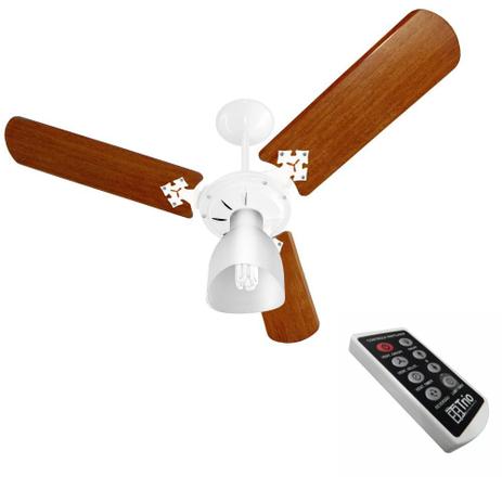 Ventilador de Teto New Delta Light 3 Pás Mogno 220V Branco com Controle Remoto Trio - Venti Delta Menor preço em Ventilador de Teto New Delta Light 3 Pás Mogno 220V Branco com Controle Remoto Trio - Venti Delta