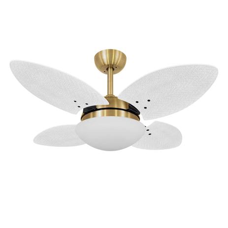 Ventilador de Teto Vidro Fechado 4 Pás Mini Pétalo Volare 220V Dourado/Branco Menor preço em Ventilador de Teto Vidro Fechado 4 Pás Mini Pétalo Volare 220V Dourado/Branco