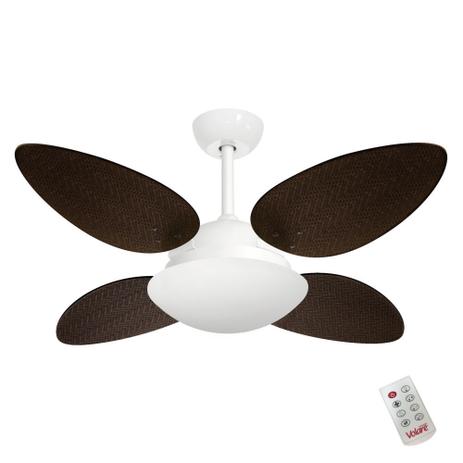 Ventilador Teto Branco PR Palmae Tabaco 220V c/ Controle - Volare Menor preço em Ventilador Teto Branco PR Palmae Tabaco 220V c/ Controle - Volare