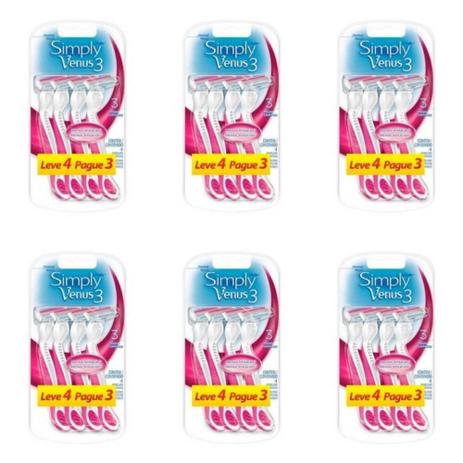 Vênus 6 Simply Aparelho De Barbear C/4 (Kit C/06) - Venus3 Menor preço em Vênus 6 Simply Aparelho De Barbear C/4 (Kit C/06) - Venus3