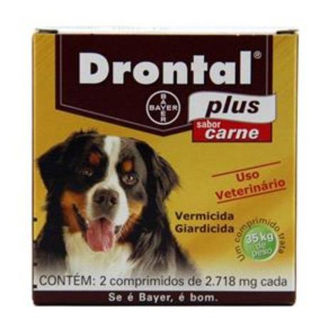 Vermicida Drontal Plus Sabor Carne 35kg Com 2 Comprimidos - Bayer Menor preço em Vermicida Drontal Plus Sabor Carne 35kg Com 2 Comprimidos - Bayer