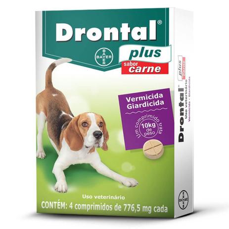 Vermífugo Bayer Drontal Plus 776,5mg Cãe Até 10kg 04 Comprimido Menor preço em Vermífugo Bayer Drontal Plus 776,5mg Cãe Até 10kg 04 Comprimido