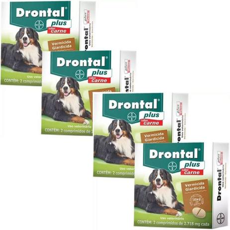 Vermífugo Bayer Drontal Plus Cães 35kg Sabor Carne - Kit 4 Caixas Menor preço em Vermífugo Bayer Drontal Plus Cães 35kg Sabor Carne - Kit 4 Caixas