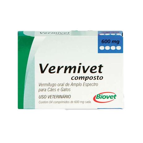 Vermífugo Biovet Vermivet Composto 600mg Menor preço em Vermífugo Biovet Vermivet Composto 600mg