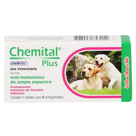 Vermífugo Chemital Plus Chemitec c/ 4 Comprimidos Menor preço em Vermífugo Chemital Plus Chemitec c/ 4 Comprimidos