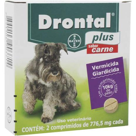 Vermifugo para Cães Drontal Plus Sabor Carne 10kg com 2 comprimidos - Bayer Menor preço em Vermifugo para Cães Drontal Plus Sabor Carne 10kg com 2 comprimidos - Bayer