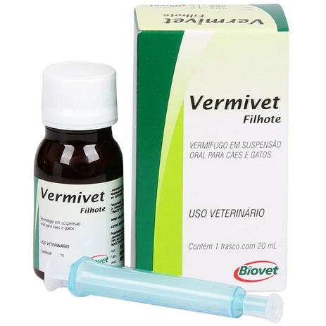 Vermífugo vermivet filhotes cães e gatos 20ml - Biovet Menor preço em Vermífugo vermivet filhotes cães e gatos 20ml - Biovet