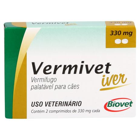 Vermífugo Vermivet Iver Biovet 330mg c/ 2 Comprimidos Menor preço em Vermífugo Vermivet Iver Biovet 330mg c/ 2 Comprimidos