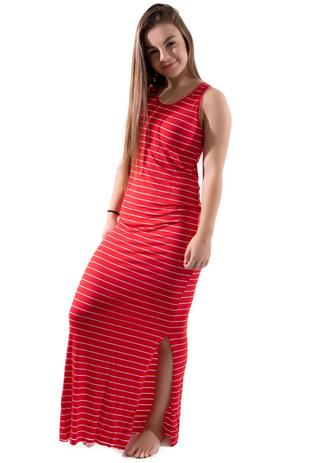 vestido longo casual vermelho