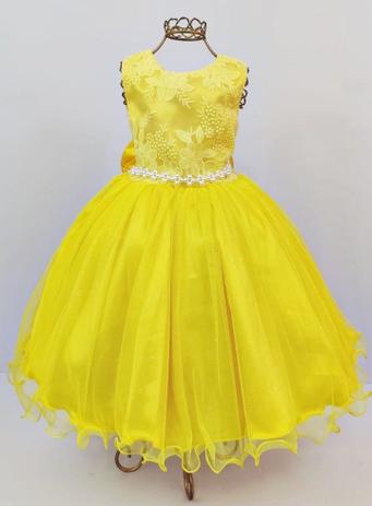vestido de formatura infantil amarelo