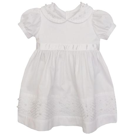 Vestido Bebê Batizado Curto Bordado Pérolas - Sylvaz Menor preço em Vestido Bebê Batizado Curto Bordado Pérolas - Sylvaz