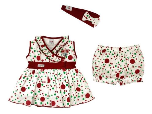 Vestido Bebê Fluminense com Shorts e Tiara Oficial - Revedor Menor preço em Vestido Bebê Fluminense com Shorts e Tiara Oficial - Revedor