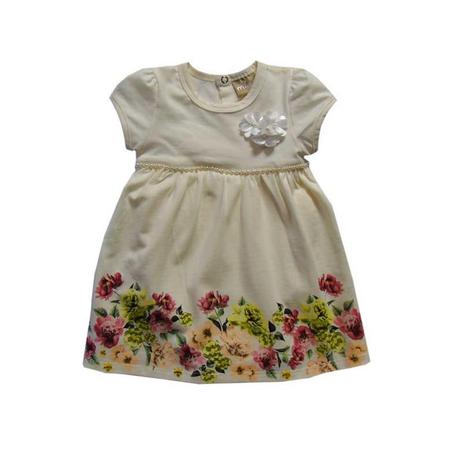 vestido bebê menina body interno detalhes em flores milon Menor preço em vestido bebê menina body interno detalhes em flores milon