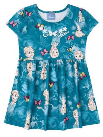 Vestido Brandili Curto Frozen Elsa Malha Verde Menor preço em Vestido Brandili Curto Frozen Elsa Malha Verde