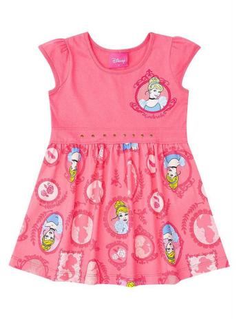 Vestido Brandili Meia Malha Cinderela Rosa Menor preço em Vestido Brandili Meia Malha Cinderela Rosa