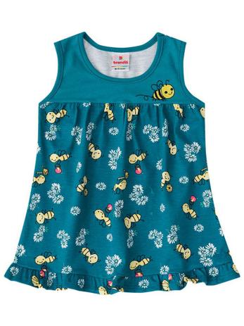 Vestido Brandili Sem Manga Malha Abelhinha Verde Menor preço em Vestido Brandili Sem Manga Malha Abelhinha Verde