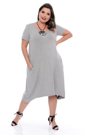 vestido cinza plus size