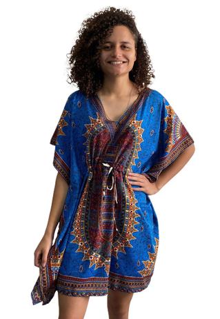 Vestido Curto Kaftan Indiana Saída De Praia Plus Size Estampa Africano 196 - Deeyaa Menor preço em Vestido Curto Kaftan Indiana Saída De Praia Plus Size Estampa Africano 196 - Deeyaa
