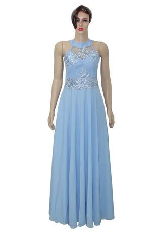 Vestido de Festa Azul Serenity Longo Casamento Formatura Batizado - Elegance