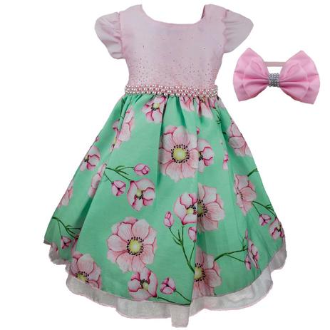 Vestido de Festa Bebê Luxo Primavera Floral Com Tiara - Fantasias carol ab é boa?