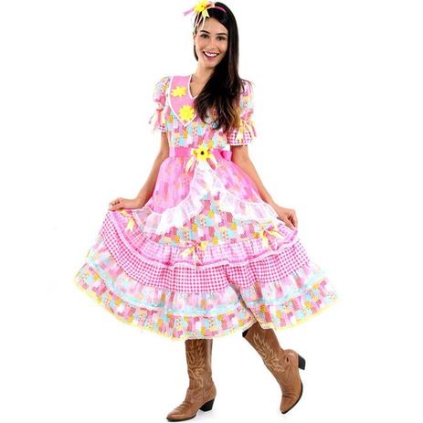 Vestido de Festa Junina Adulto Feminino Vestido Caipira de Luxo - Sulamericana Menor preço em Vestido de Festa Junina Adulto Feminino Vestido Caipira de Luxo - Sulamericana