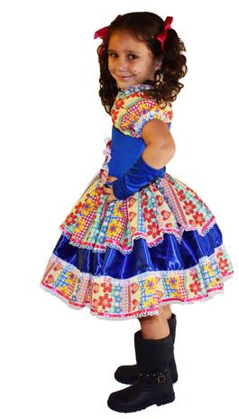 Vestido de festa junina caipira infantil com luva elaço de cabelo - Partylight