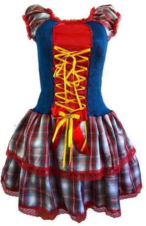Vestido de Festa Junina Moderno Adulto Azul Luxuoso - Moda junina Menor preço em Vestido de Festa Junina Moderno Adulto Azul Luxuoso - Moda junina