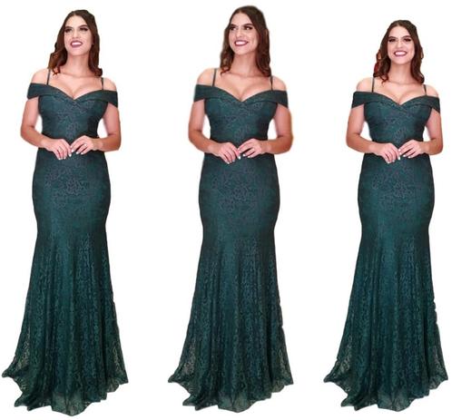 vestido de renda longo verde