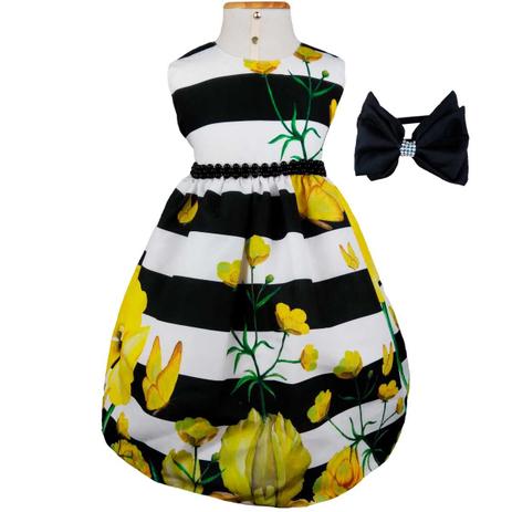 Vestido de Festa Luxo Flores e Listras Com Tiara - Fantasias carol ab Menor preço em Vestido de Festa Luxo Flores e Listras Com Tiara - Fantasias carol ab